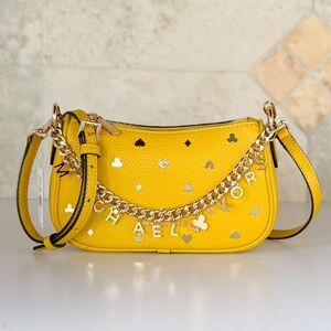 Michael Kors Calmea SM Mini Yellow Crossbody with Gold Chain